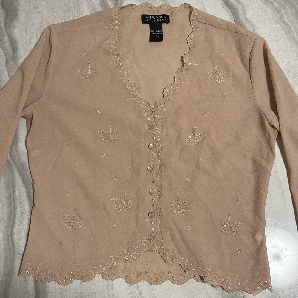Vintage NY & Company - nude pink - crew neck cardigan